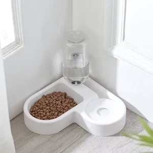 Water Fountain & Food Bowl For Small-sized Dogs & Cats Kittens, Automatic Water Fountain For Pet Drinking, Great for travel