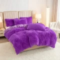 【3pcs Set】Purple Plush Duvet Cover Set - Soft And Warm Bedding For Bedroom, Guest Room, And Dorm Décor