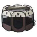 Coffee Brown Foldable Portable Pet Playpen For Dogs, Cats, And Rabbits - Indoor/Outdoor Use - Easy To Set Up And Store - Provides Safe And Secure Space For Play And Rest