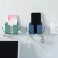 Mobile Phone Plug Wall Holder Punch Free Wall Mounted Organizer Storage Box Remote Control Mounted Charging Multifunction Hook