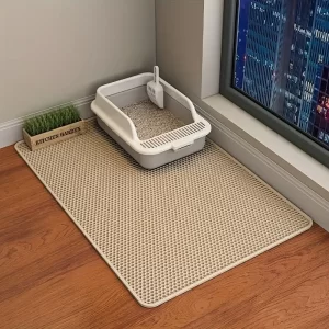 Keep Your Home Clean & Tidy With This Waterproof Honeycomb Design Double-Layer Washable Pet Litter Mat!