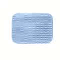 Blue Waterproof Honeycomb Design Double-Layer Washable Pet Cat Litter Mat!