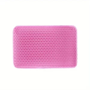 Pink Waterproof Honeycomb Design Double-Layer Washable Pet Cat Litter Mat!